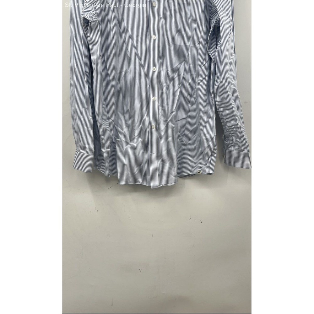 Duluth Trading Long Sleeve Stirped Button Down Shirt Men's Large Tall Blue White - Picture 3 of 8